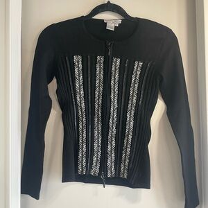 Alberto Makali Black Knit Top with Silver Label